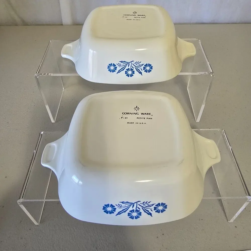 VTG Corning Ware P-41 Petite Pans 2 Blue Cornflower Mini USA Set Of 2